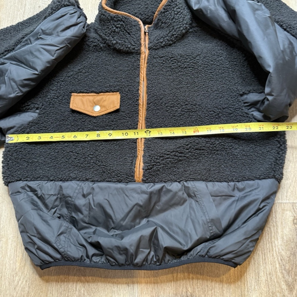 Frame Fleece Mix Half-Zip Pullover in Noir Multi - Size M Black And Brown - Picture 8 of 9